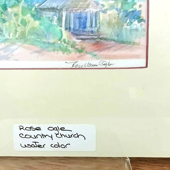Rose Ogle Country Church Watercolor Painting Signed Original Artwork Matted - Picture 6 of 7